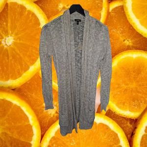 Express Loose‎ Knit Tan and White Marled Open Front Sweater Size XS
